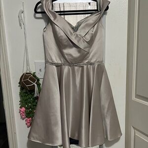 Elegant Silver Satin Dress